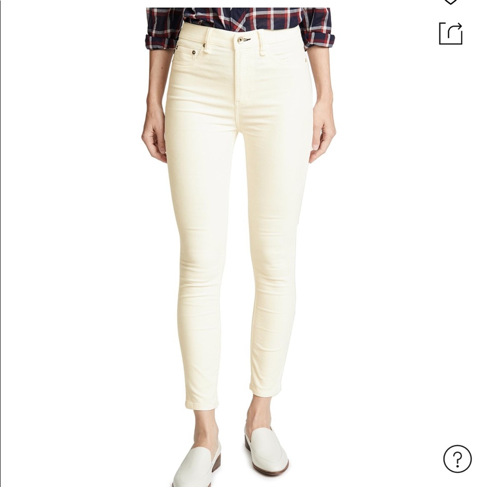 Rag & Bone High Rise Velvet Skinny Jeans, Antique White. Brand New Size 26
